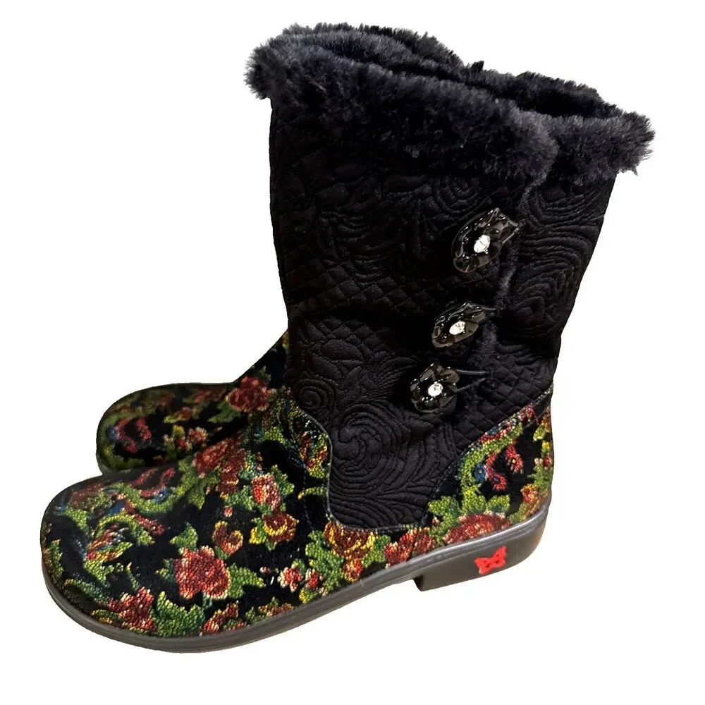 Alegria Women's Nanook NAN-315 Rose Floral Winter Snow Boots - Size 10.5 EUR 41